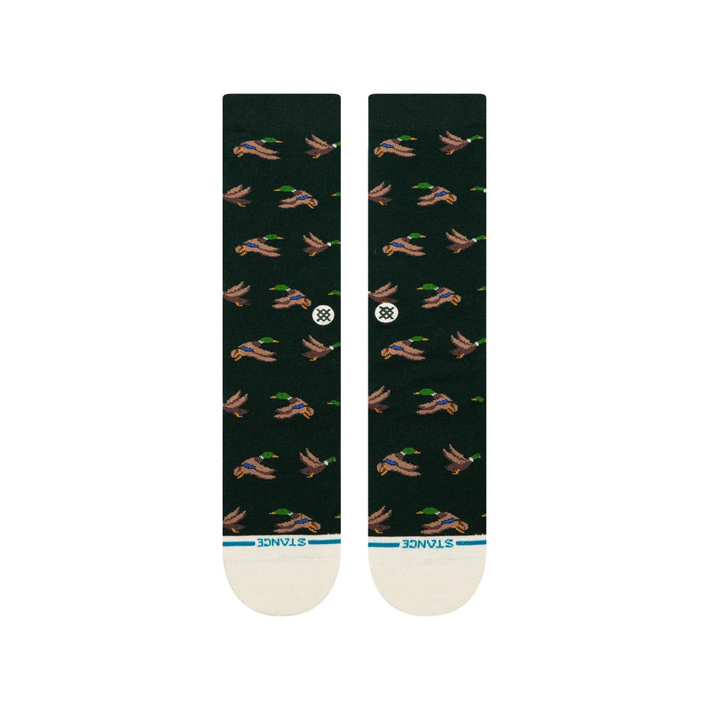 Stance Huntin Crew Pine – groene crew sokken met gestreept design, medium cushioning en versterkte hiel en teen
