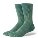 Stance Signature Wash Crew Socks Teal, crew sokken met vintage wasbehandeling en cyaanblauwe accentlijn, verkrijgbaar bij Revert 95 Haarlem
