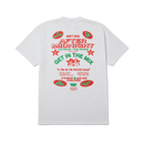 HUF After Midnight SS Tee White achterkant met rave flyer backprint in rood en groen, engeltjes met zonnebril en After Midnight artwork, verkrijgbaar bij Revert 95 Haarlem