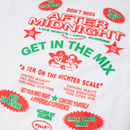 HUF After Midnight SS Tee White achterkant met rave flyer backprint in rood en groen, engeltjes met zonnebril en After Midnight artwork, verkrijgbaar bij Revert 95 Haarlem