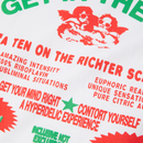 HUF After Midnight SS Tee White achterkant met rave flyer backprint in rood en groen, engeltjes met zonnebril en After Midnight artwork, verkrijgbaar bij Revert 95 Haarlem