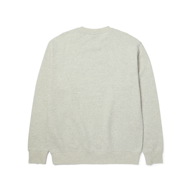 HUF Arch Appliqué Crewneck Heather Grey sweater met geborduurd HUF-logo