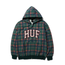 HUF Arch Plaid Full-Zip Heavyweight Hoodie in de kleur Forest, verkrijgbaar bij Revert 95 Haarlem