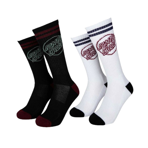 Santa Cruz Kick Sock 2 Pack – set van twee witte sokken met Santa Cruz-logo en comfortabele stretchpasvorm