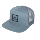 RVCA VA All The Way Trucker in Lead, 5-panel trucker met flat bill, mesh rug en raised VA RVCA embroidery, verkrijgbaar bij Revert 95 Haarlem