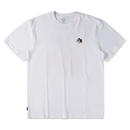 Element x Floor Van Het Nederend Pizza SS Tee White met full-color Malvin The Cat backprint staand op een rood geblokt tafelkleed met Element logo op pizzadoos, verkrijgbaar bij Revert 95 Haarlem