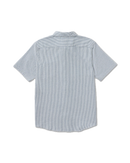 RVCA That'll Do Seersucker Short Sleeve Shirt, lichtgewicht 100% katoen seersucker button-up met traditionele kraag kokos knopen borstzak en scalloped hem, regular fit voor warm weer, verkrijgbaar bij Revert 95 Haarlem