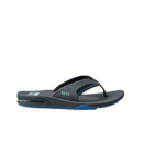 Reef Fanning heren slipper in Gunmetal/Ocean met synthetische nubuck upper, EVA voetbed met hiel airbag en ingebouwde flesopener in de rubberen zool, verkrijgbaar bij Revert 95 Haarlem