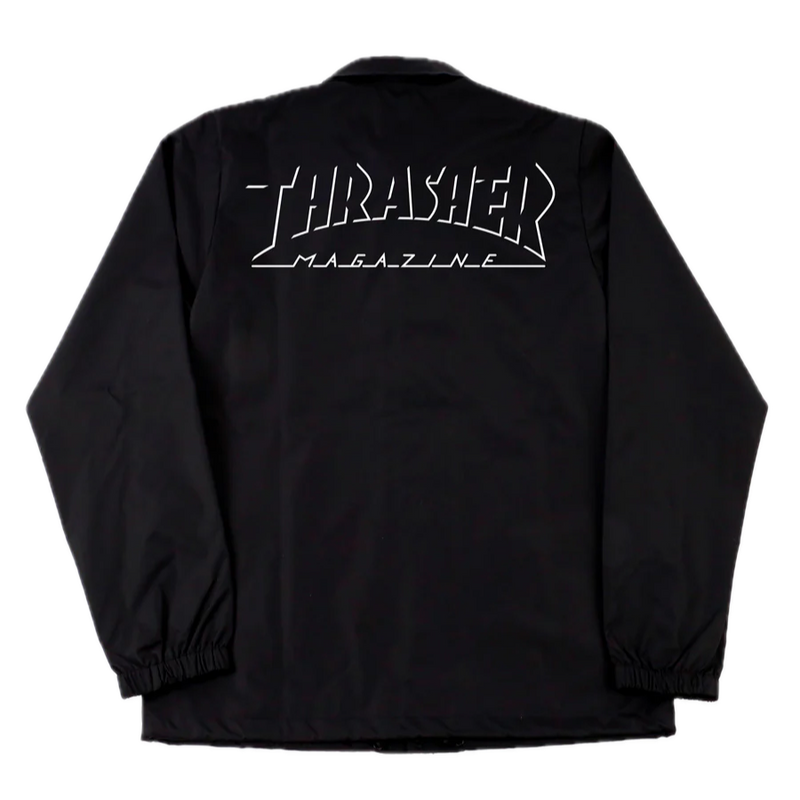 Thrasher Shadow Mag Logo Coach Jacket – zwart coach jacket met geborduurd Shadow Mag-logo en drukknopen