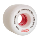 Globe Flatsider Cruiser Wheel White/Red, flat-faced skatewiel van 60mm 80a met stoneground afwerking, verkrijgbaar bij Revert 95 Haarlem
