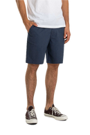 Reell Reflex Easy Short in Superior Navy, 80% katoen 16% polyester 4% elastan Flex-stof short met elastische koordtaille opgestikte achterzakken en subtiele Reell branding in diepe marineblauwe kleur, verkrijgbaar bij Revert 95 Haarlem
