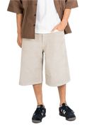 Reell Belmont Short in Beige Cord, 100% cotton corduroy baggy fit short met drop crotch wijde rechte pijp five-pocket constructie fly button zip-fly en low-key Reell patch branding in warme beige corduroy kleur, verkrijgbaar bij Revert 95 Haarlem