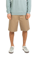 Reell Loose Flex Chino Short PC in Dark Sand, loose fit knielengte short met chino-details, verkrijgbaar bij Revert 95 Haarlem