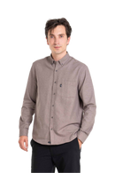 Reell Denim Nordic Shirt Light Brown, flanel overhemd met knoopsluiting en Script Logo label, regular fit, maten S-XL, verkrijgbaar bij Revert 95 Haarlem

