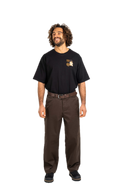Reell Loose Flex Chino PC broek in Chocolate Brown, loose fit chino van dubbel geverfd polycotton met chino-details en subtiele Reell branding, verkrijgbaar bij Revert 95 Haarlem