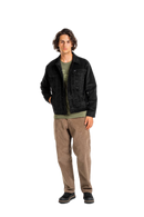 Reell Arizona Jacket in Deep Black, lichtgewicht ongevoerde denim transitiejas van cotton-elastane met straight regular fit en 2 borstzakken, verkrijgbaar bij Revert 95 Haarlem