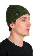 Reell Denim Loop Beanie in olijfgroen, achterkant