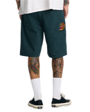 RVCA Kaleb 5 Pocket Short 21 inch in Hunter Green, relaxed fit katoenen walkshort met 5-pocket design chainstitch VA borduursels en artwork van ANP kunstenaar Kaleb Ressler, verkrijgbaar bij Revert 95 Haarlem