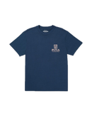 RVCA Palmgrove Short Sleeve T-Shirt, heavyweight 100% biologisch katoen 200 g/m² relaxed fit T-shirt met palm botanical print op linkerborst en grote graphic op de rug, verkrijgbaar bij Revert 95 Haarlem
