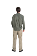 Reell Denim Nordic Shirt Dark Olive, flanel overhemd met knoopsluiting en Script Logo label, regular fit, maten S-XL, verkrijgbaar bij Revert 95 Haarlem
