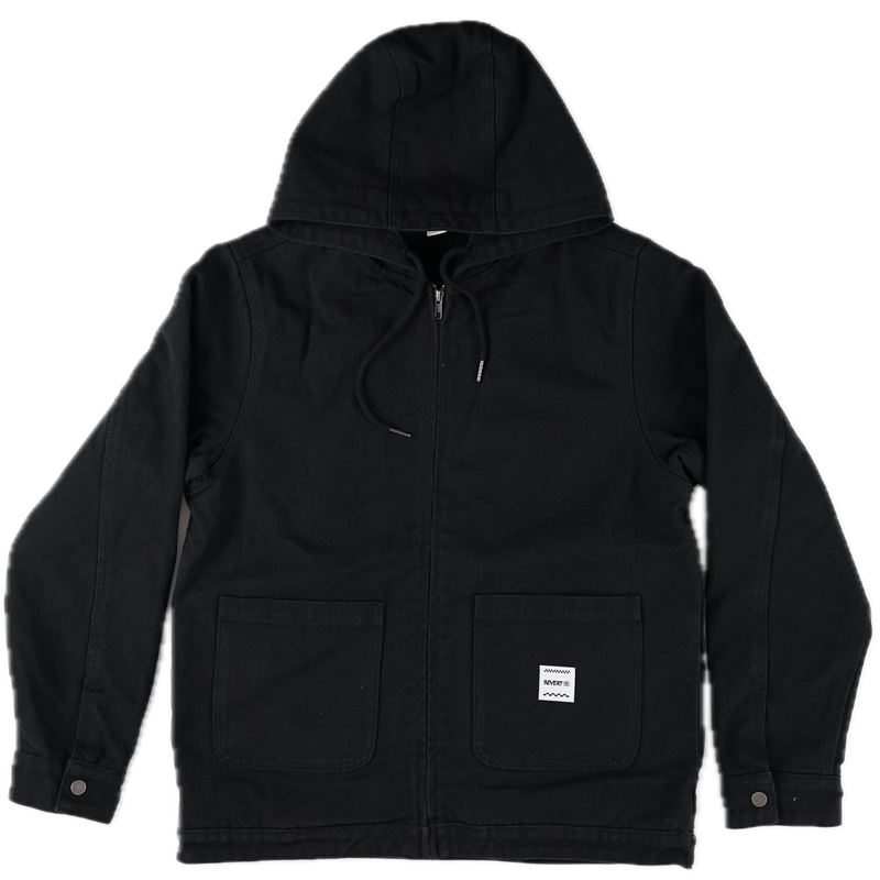 Revert 95 Classic Heavy Duty Work Hooded Jacket – canvas work jacket van cotton duck canvas met quilted recycled polyester lining en Revert 95 branding