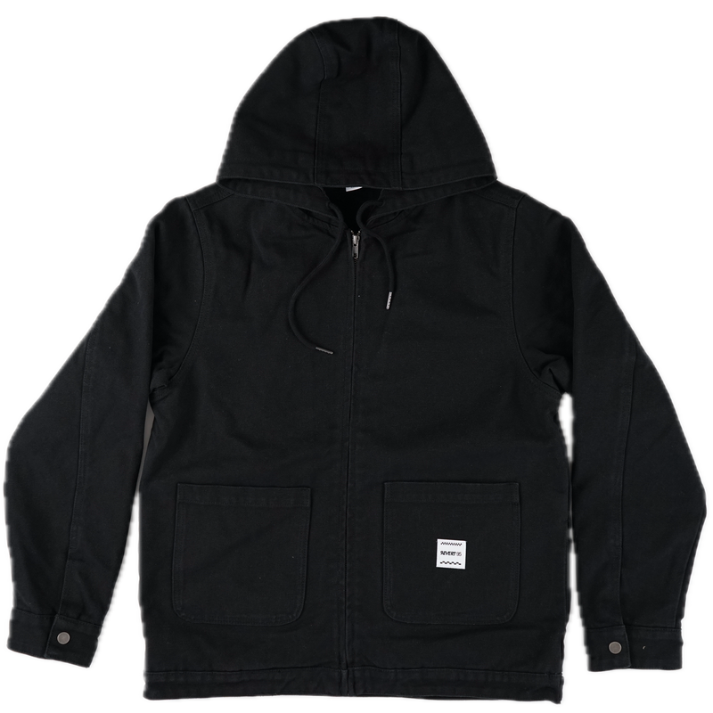 Revert 95 Classic Heavy Duty Work Hooded Jacket – canvas work jacket van cotton duck canvas met quilted recycled polyester lining en Revert 95 branding