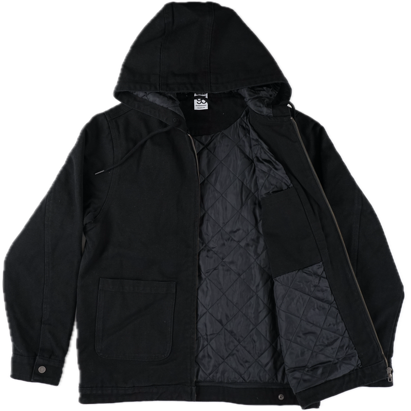 Revert 95 Classic Heavy Duty Work Hooded Jacket – canvas work jacket van cotton duck canvas met quilted recycled polyester lining en Revert 95 branding