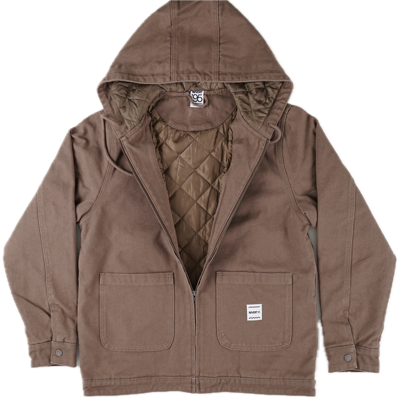 Revert 95 Classic Heavy Duty Work Hooded Jacket – canvas work jacket van cotton duck canvas met quilted recycled polyester lining en Revert 95 branding