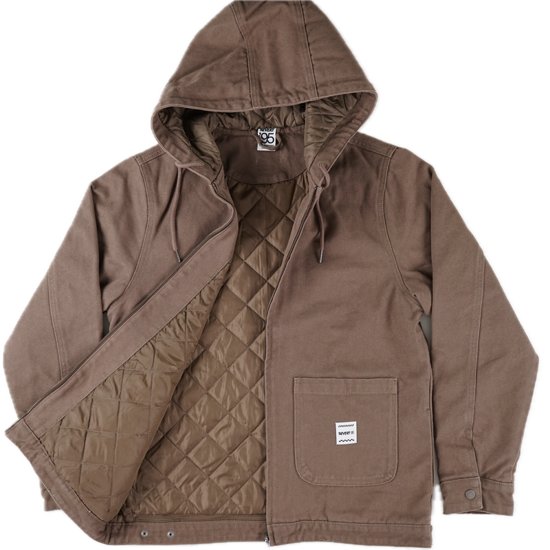 Revert 95 Classic Heavy Duty Work Hooded Jacket – canvas work jacket van cotton duck canvas met quilted recycled polyester lining en Revert 95 branding