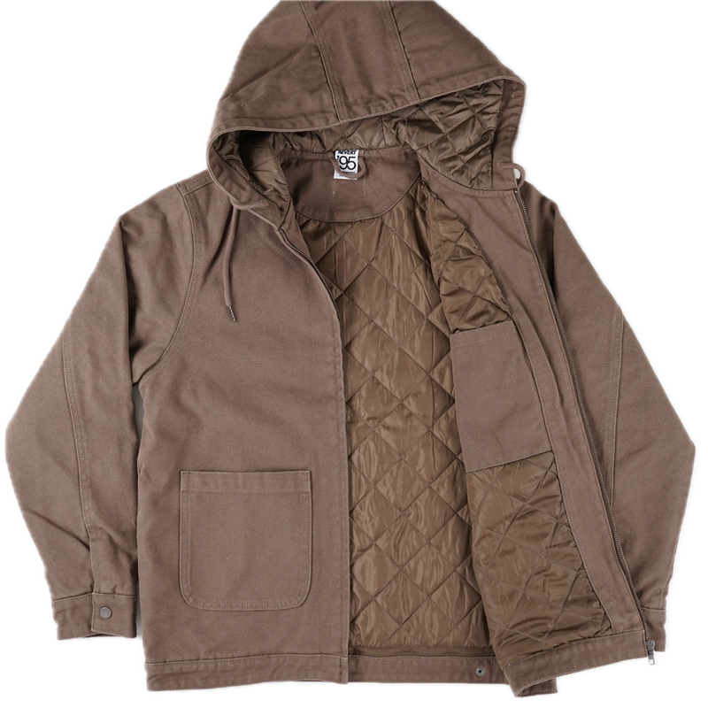 Revert 95 Classic Heavy Duty Work Hooded Jacket – canvas work jacket van cotton duck canvas met quilted recycled polyester lining en Revert 95 branding