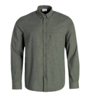 Reell Denim Nordic Shirt Dark Olive, flanel overhemd met knoopsluiting en Script Logo label, regular fit, maten S-XL, verkrijgbaar bij Revert 95 Haarlem
