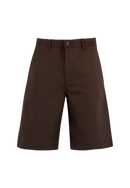 Reell Loose Flex Chino Short PC in Chocolate Brown, 56% katoen 42% polyester 2% elastaan Flex Twill losse rechte chino short met lage kruisnaad verborgen YKK zip-fly zijzakken achterzakken en riemlussen in warme bruine kleur, verkrijgbaar bij Revert 95 Haarlem