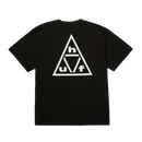 HUF Triple Triangle T-Shirt in Black White, 100% cotton jersey 200gsm relaxed regular fit tee met screen printed Triple Triangle logo op linkerborst en rug, verkrijgbaar bij Revert 95 Haarlem