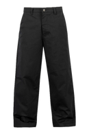 Reell Loose Flex Chino PC in Deep Black, 56% katoen 42% polyester 2% elastaan Flex Twill losse rechte chino broek met normale bundhoogte lage kruisnaad verborgen YKK zip-fly zijzakken achterzakken en riemlussen in cleane zwarte colorway, verkrijgbaar bij Revert 95 Haarlem
