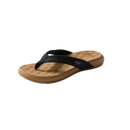 Reef Cushion Melody dames slipper in Black/Tan met synthetisch leren upper, memory foam voering en gecushioned PU voetbed, verkrijgbaar bij Revert 95 Haarlem