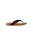 Reef Cushion Melody dames slipper in Black/Tan met synthetisch leren upper, memory foam voering en gecushioned PU voetbed, verkrijgbaar bij Revert 95 Haarlem