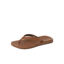 Reef Ojai Classic Slim dames slipper in Dark Brown met naad- en stikselvrije handschoenlederen voering, Cushion Foam voetbed en slanke drie-puntse riem, verkrijgbaar bij Revert 95 Haarlem