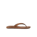 Reef Ojai Classic Slim dames slipper in Dark Brown met naad- en stikselvrije handschoenlederen voering, Cushion Foam voetbed en slanke drie-puntse riem, verkrijgbaar bij Revert 95 Haarlem