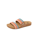 Reef Cushion Vista dames slipper in Sherbet Multi met PVC-vrije vegan leren bandjes en anatomisch high-energy rebound voetbed, verkrijgbaar bij Revert 95 Haarlem