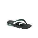 Reef Fanning + heren slipper in White/Black/Green met REEFlex EVA voetbed, 360 graden hiel airbag en ingebouwde flesopener in de herringbone rubberen zool, verkrijgbaar bij Revert 95 Haarlem