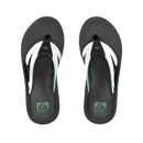 Reef Fanning + heren slipper in White/Black/Green met REEFlex EVA voetbed, 360 graden hiel airbag en ingebouwde flesopener in de herringbone rubberen zool, verkrijgbaar bij Revert 95 Haarlem