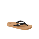Reef Baja Sands dames flip flop in Black/Tan met geweven synthetische bandjes en REEF signature cushion voetbed, verkrijgbaar bij Revert 95 Haarlem