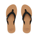 Reef Baja Sands dames flip flop in Black/Tan met geweven synthetische bandjes en REEF signature cushion voetbed, verkrijgbaar bij Revert 95 Haarlem