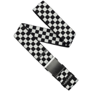 Arcade Belts Check riem in Black Glacial, geblokt dambordpatroon in zwart en glaciaal blauw, stretch webbing van 85% gerecycled REPREVE polyester met patented A2 buckle systeem, verkrijgbaar bij Revert 95 Haarlem