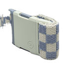 Arcade Belts Check riem in Sky Sage, geblokt dambordpatroon in hemelsblauw en saliegroen, stretch webbing van 85% gerecycled REPREVE polyester met patented A2 buckle systeem, verkrijgbaar bij Revert 95 Haarlem
