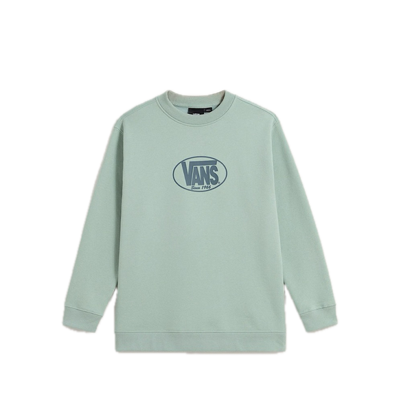 Vans Classic Oval Crew Gray Olive – crewneck sweater in grijs/olijfgroen met Vans Classic Oval-logo