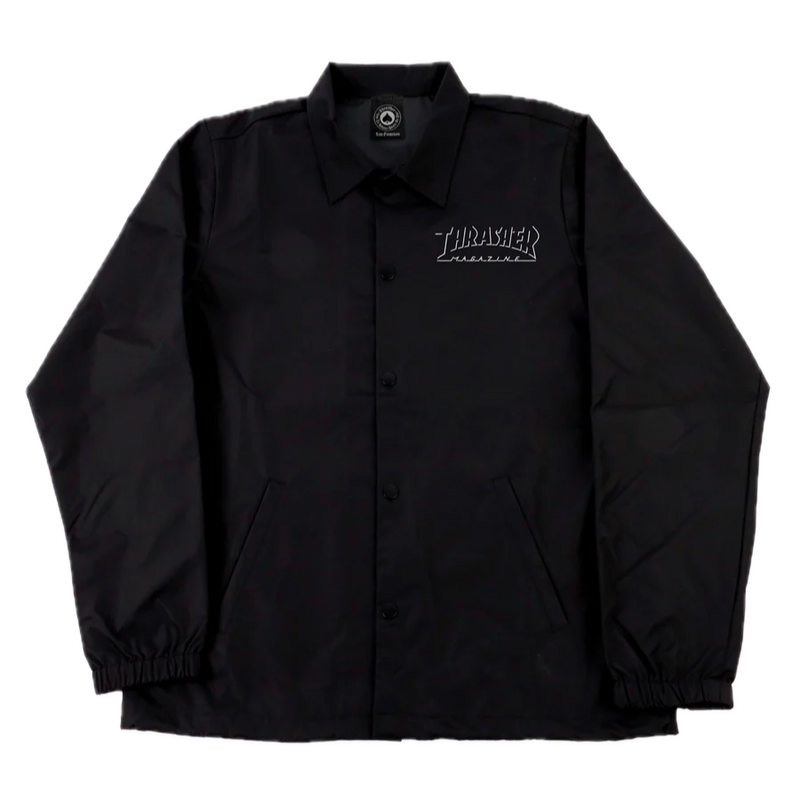 Thrasher Shadow Mag Logo Coach Jacket – zwart coach jacket met geborduurd Shadow Mag-logo en drukknopen