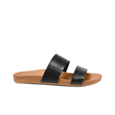 Reef Cushion Vista dames sandaal in Black/Natural met PVC-vrije vegan leren bandjes en anatomisch high-energy rebound voetbed, verkrijgbaar bij Revert 95 Haarlem