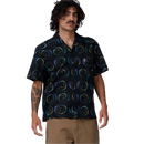 Santa Cruz Vertigo Short Sleeve Haze Shirt in Black, 100% cotton poplin boxy fit button-up shirt met all over haze print branded buttons linker borstzak met embroidery en woven label branding, verkrijgbaar bij Revert 95 Haarlem