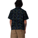 Santa Cruz Vertigo Short Sleeve Haze Shirt in Black, 100% cotton poplin boxy fit button-up shirt met all over haze print branded buttons linker borstzak met embroidery en woven label branding, verkrijgbaar bij Revert 95 Haarlem
